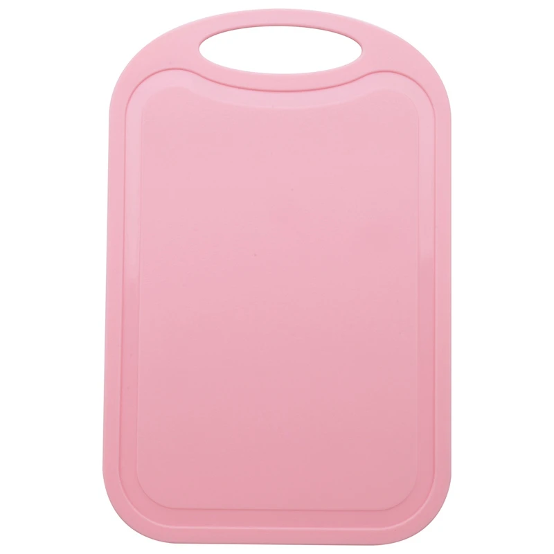 A46T Plastic Chopping Block Meat Vegetable Cutting Board Non-Slip Anti Overflow With Hang Hole Chopping Board Pink