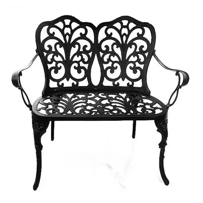 Outdoor Metal Garden Bench with Backrest and Armrest for Patio Park Front Porch or Outdoor Seating Area Durable Weather