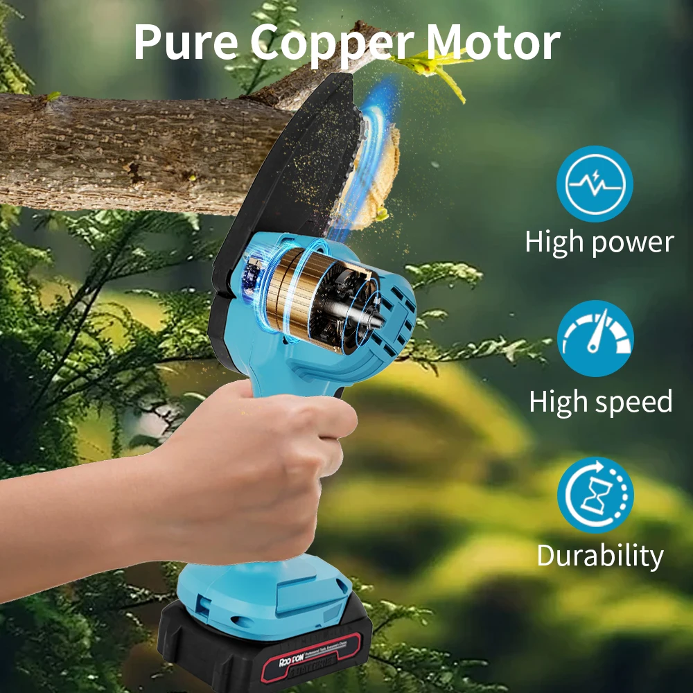 RDDSPON 4/6 INCH Mini Chainsaw Woodworking with Small Handheld Electric Logging Sawzall Mini Chainsaw for Makita 21V Battery