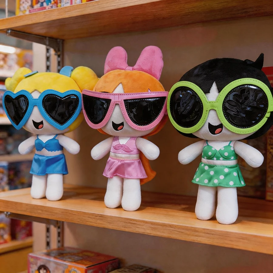 Cute Beach The Powerpuff Girls Plush Toys New 23cm/35cm Cartoon Anime  Blossom Buttercup Bubbles Stuffed Dolls Girls Toy