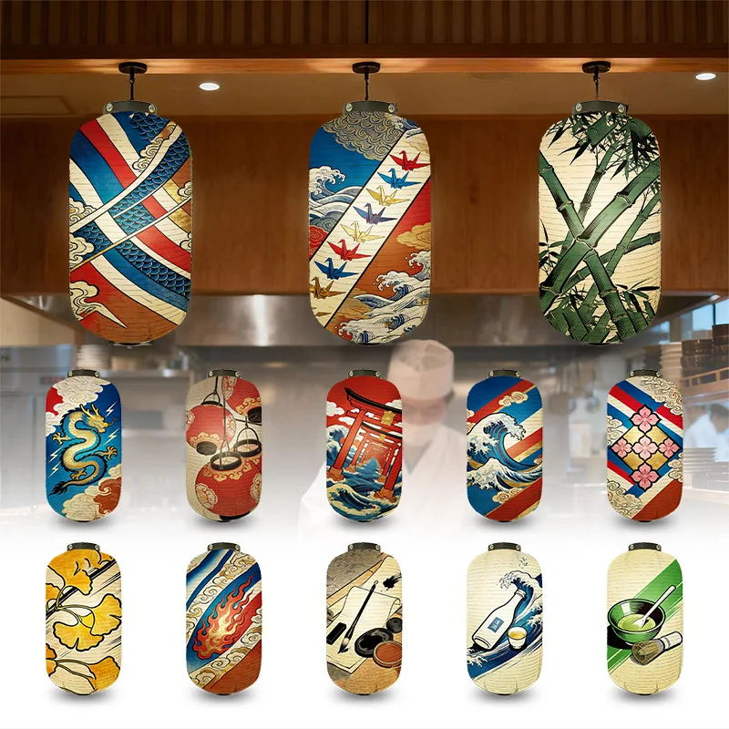 Japanese Ukiyo-E Printed Sashimi Lantern Lucky Blessing Decor Cuisine Restaurant Decor Lamp Festival Party Supplie Cloth Lantern