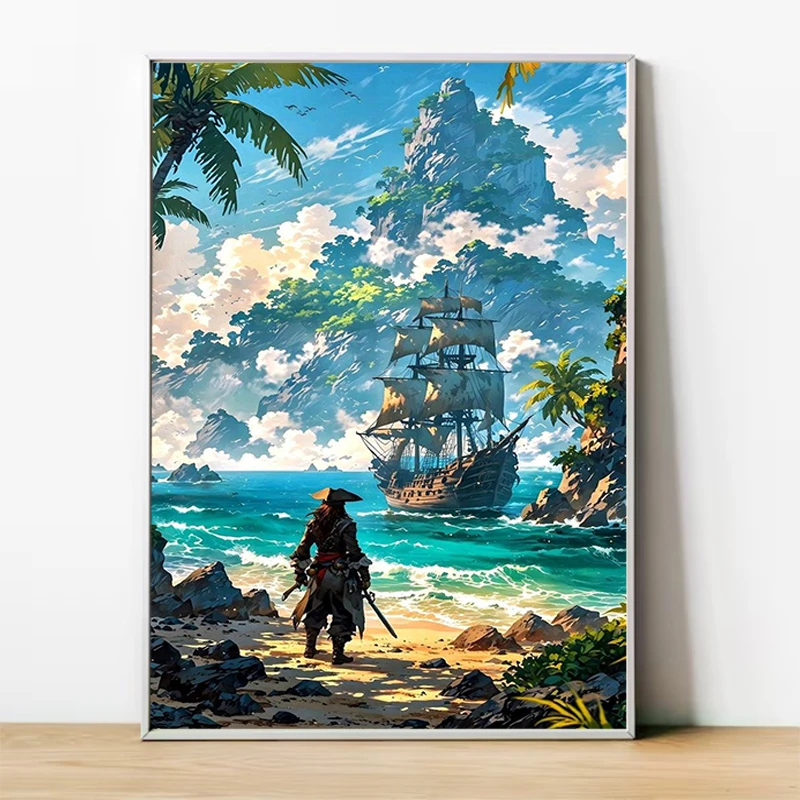 Mapa Antiguo Pirata ملصق جدار الملصقات غرفة ديكور رجل مقاوم للماء قماش هدية الفن جدارية صورة الزخرفية مجردة اللوحة #2