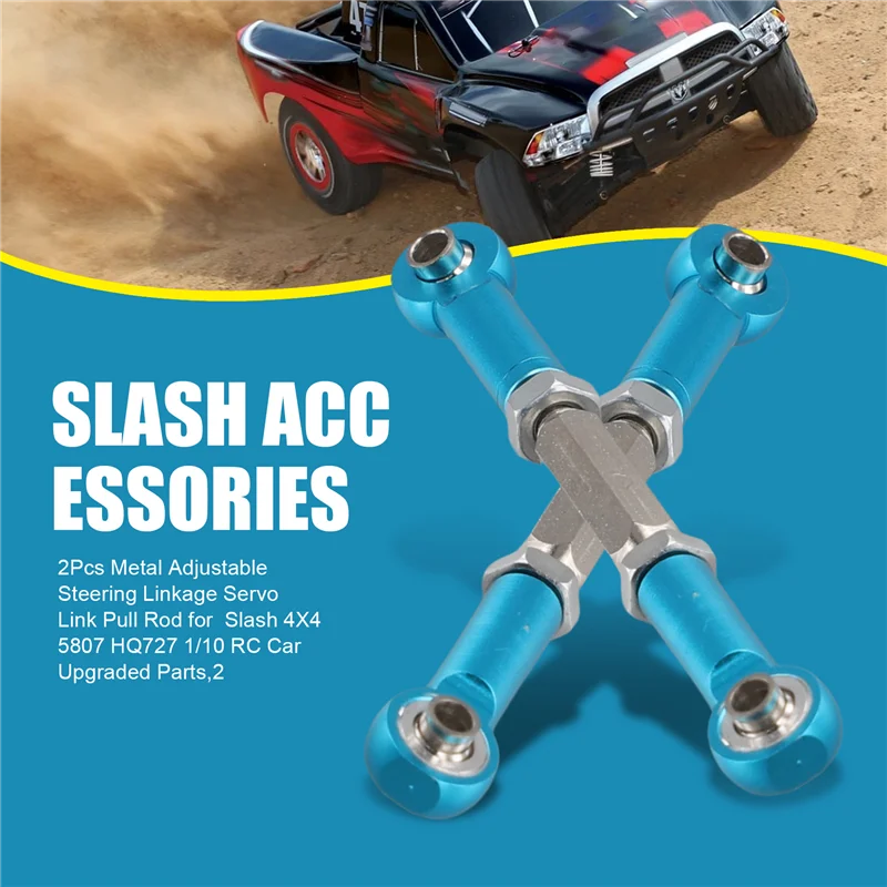 

ABWE-2 шт. металлическая регулируемая рулевая тяга сервопривода для Traxxas Slash 4X4 5807 HQ727 1/10, обновленные детали радиоуправляемого автомобиля