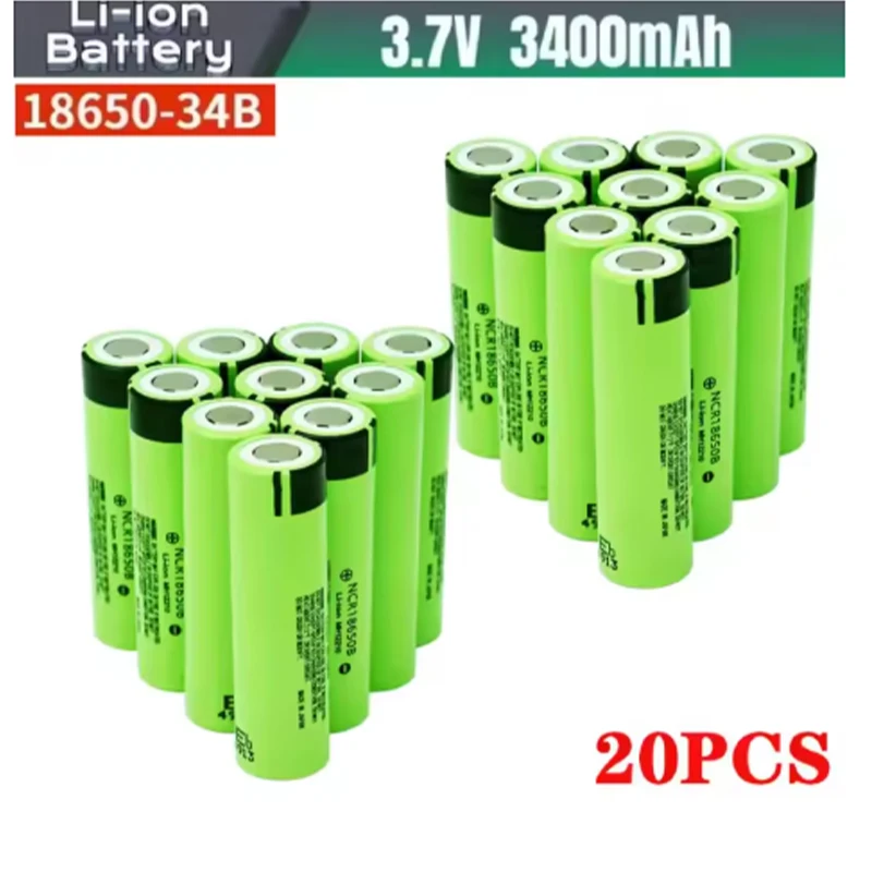 Hochleistungs-NCR18650B 34B 18650 Lithium-Akku 3,7V 3400mAh 20A Entladungszellen passend für Kamera, Taschenlampe, Spielzeugauto, Elektrowerkzeuge
