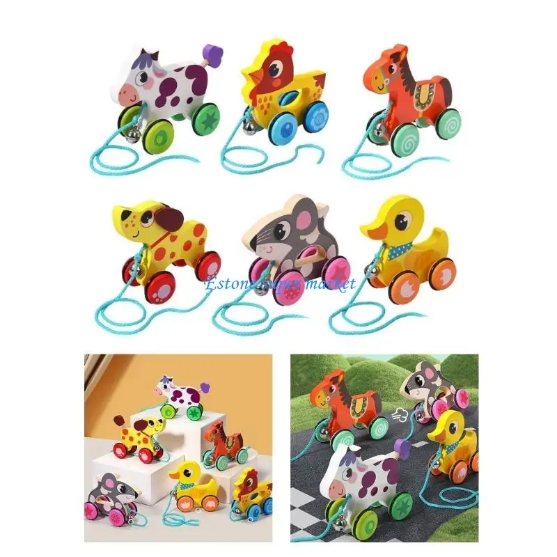 

090b Портативные детские животные тяги струнки для обучения