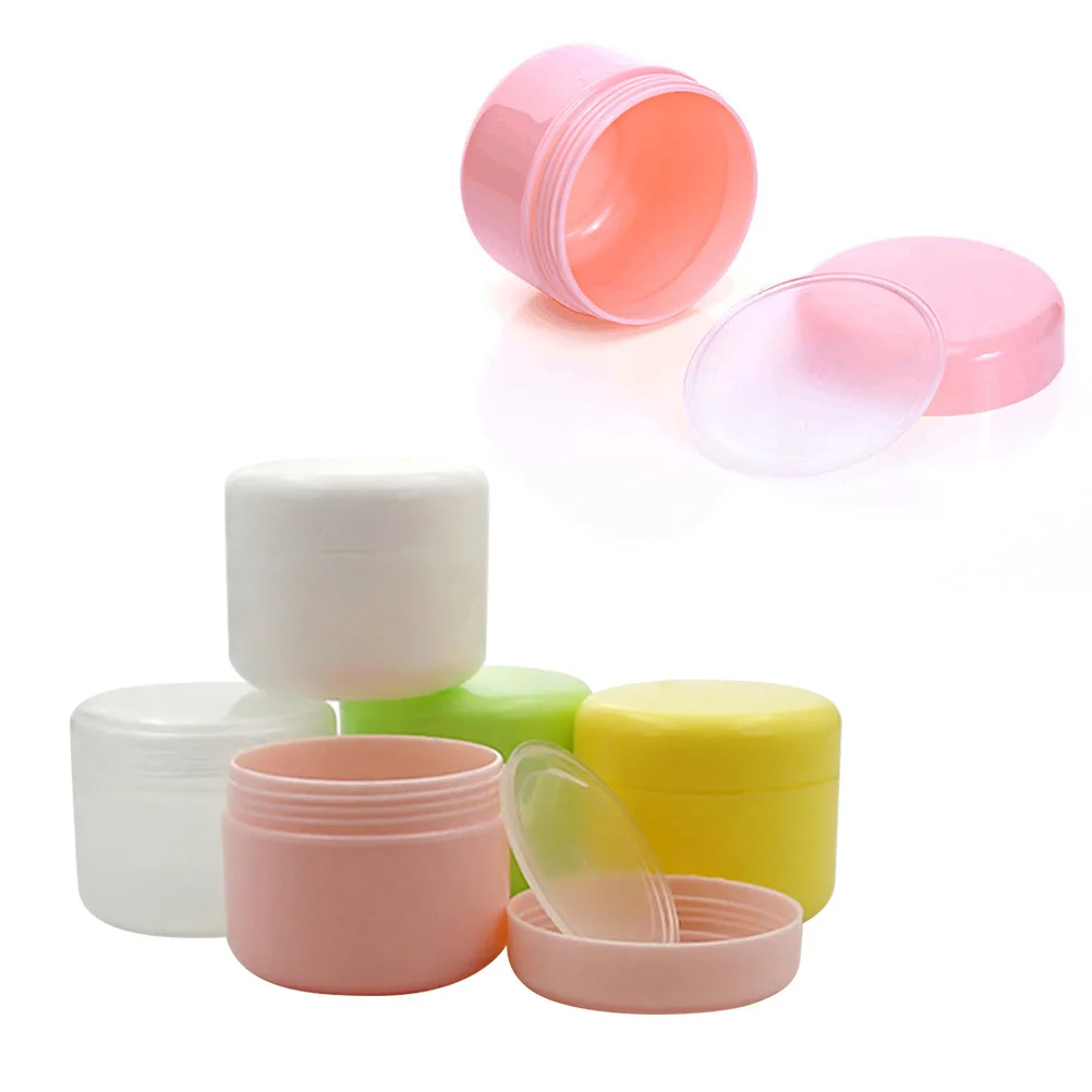 กล่องครีมพลาสติกทรงกลม 100 กรัม 10 ชิ้น  กระปุกใส่เครื่องสำอางแบบเรียบ ป้องกันการรั่วซึม สำหรับใส่โลชั่นและครีม