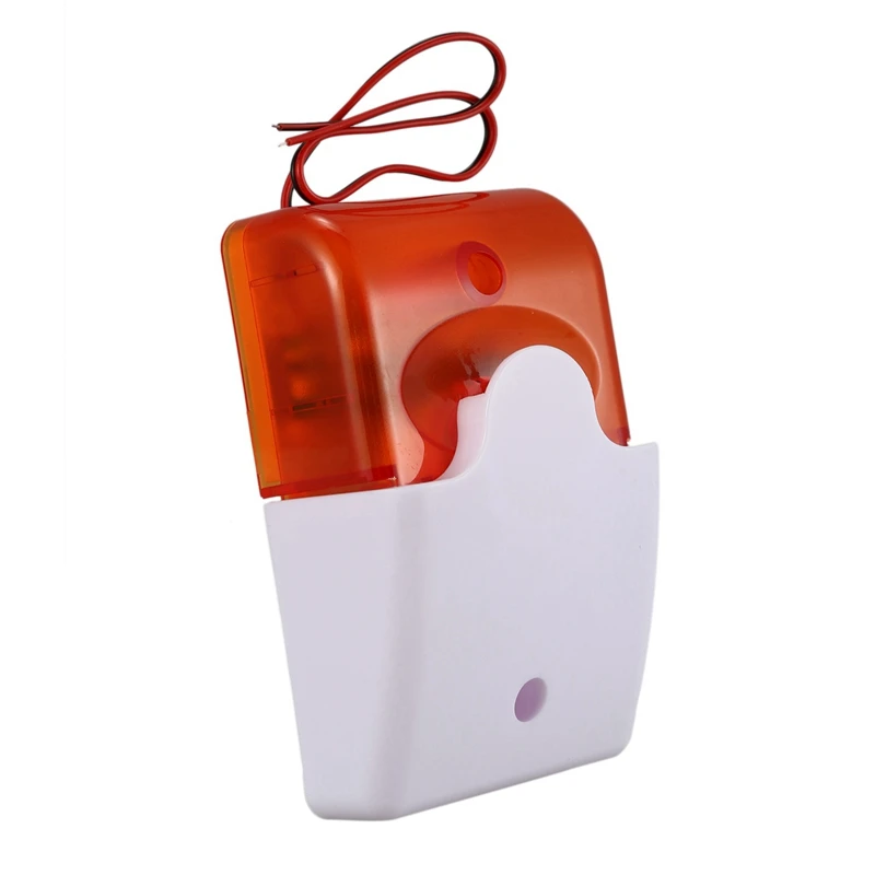 4X Mini przewodowa syrena ostrzegawcza stroboskopowa trwała 12V Alarm dźwiękowy Dc migający światło syrena dźwiękowa 115Db pomarańczowa