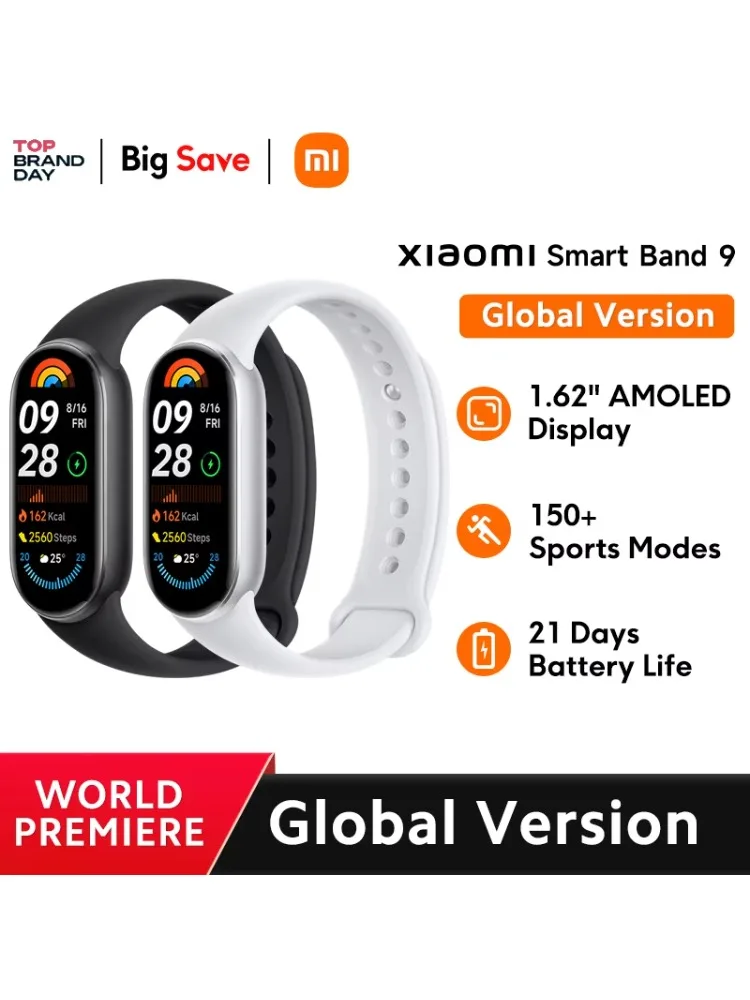 [World Premiere]Global Version Xiaomi Smart Band 9 1.62" AMOLED Display 21-day Battery Life 150+ Sports Modes Sleep Monitoring