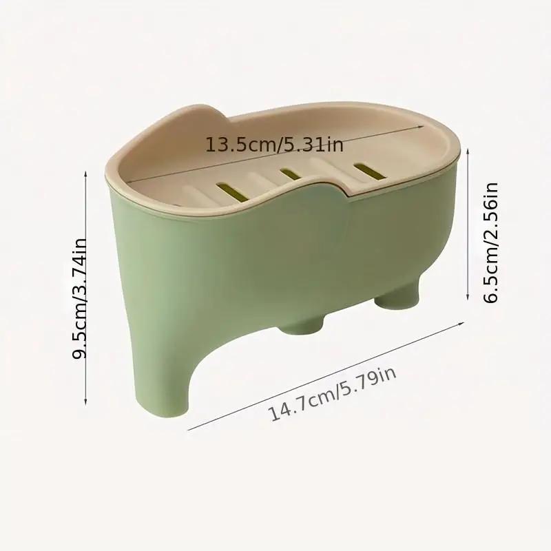 Double Layer Elephant Soap Drain Box, Detachable Ventilated Soap Rack with Drain Spout, Practical Bathroom Accessory