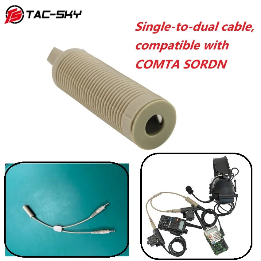 TS TAC-SKY Tactical Headset Adapter Single Pass To Dual Pass Cable for COMTA SORDN Noise Reduction Hunting Shooting Headphones