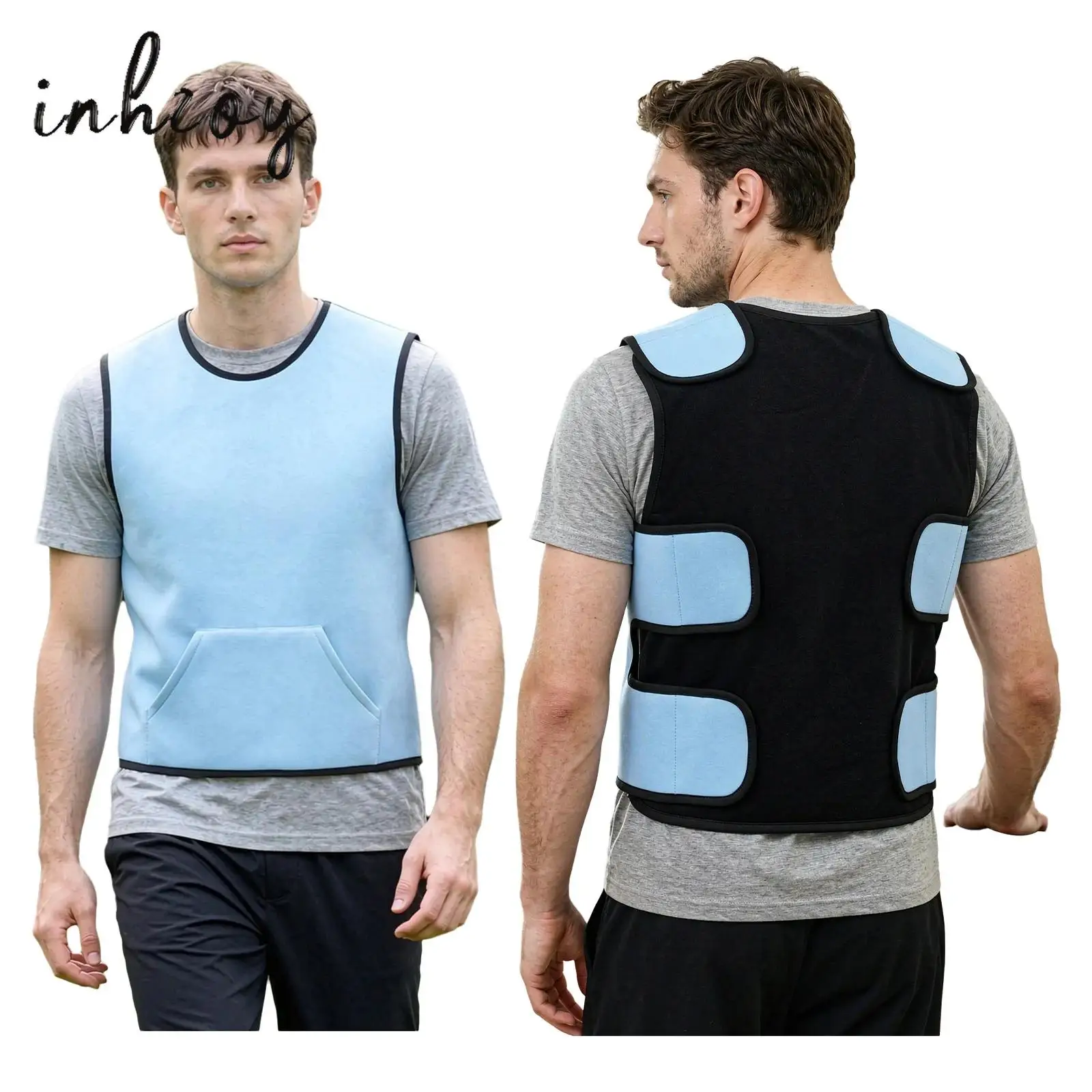 Men Women Waistcoat Adaptive Clothing Adjustable Hook-and-loop Closure Compression Sleeveless Color-blocked Front Pocket Vest