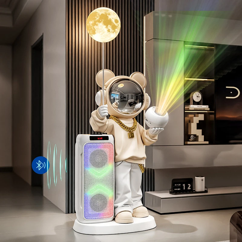 Home Decor Astronaut Statue Large Floor Decoration Starry Sky Projector Bluetooth Speaker Living Room TV Cabinet Decor Sculpture