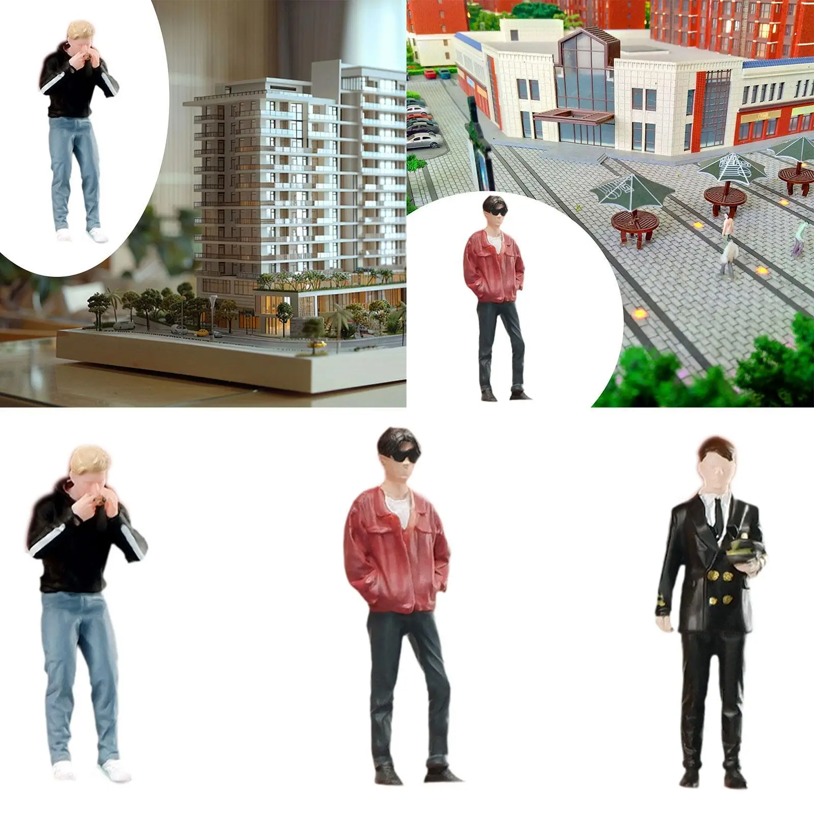1:64 Scale Boy Figure Pose Scene Miniature People Model Ornament Trains Architectural Painted Figures Miniature DIY Scene Decor