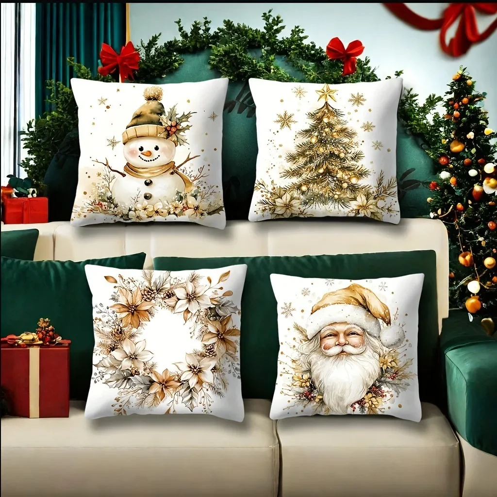 Christmas decoration pillowcase Santa Claus Snowman garland Christmas Tree pillow cover Sofa cushion suite home decoration