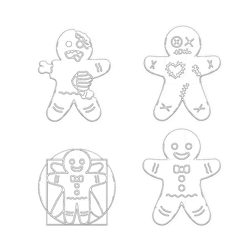 NEW Halloween Gingerbread Man Cookie Cutter Mold Hollow Bat Spider Fondant Embossing Stamp Baking Molds for Halloween Party