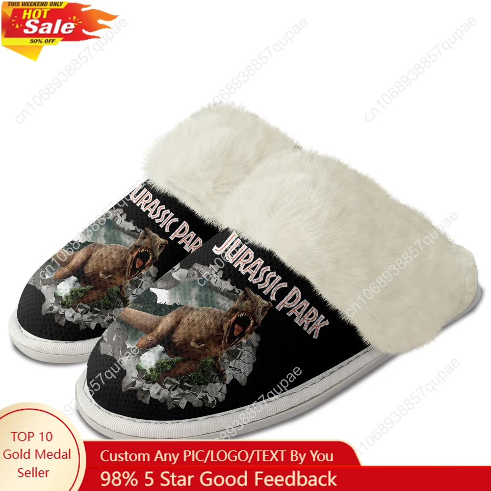 

Hot Jurassic Park Dinosaur Anime Plush Slippers Keep Warm Shoes Mens Womens Home Cotton Bedroom Lightweight Slipper Custom Shoes