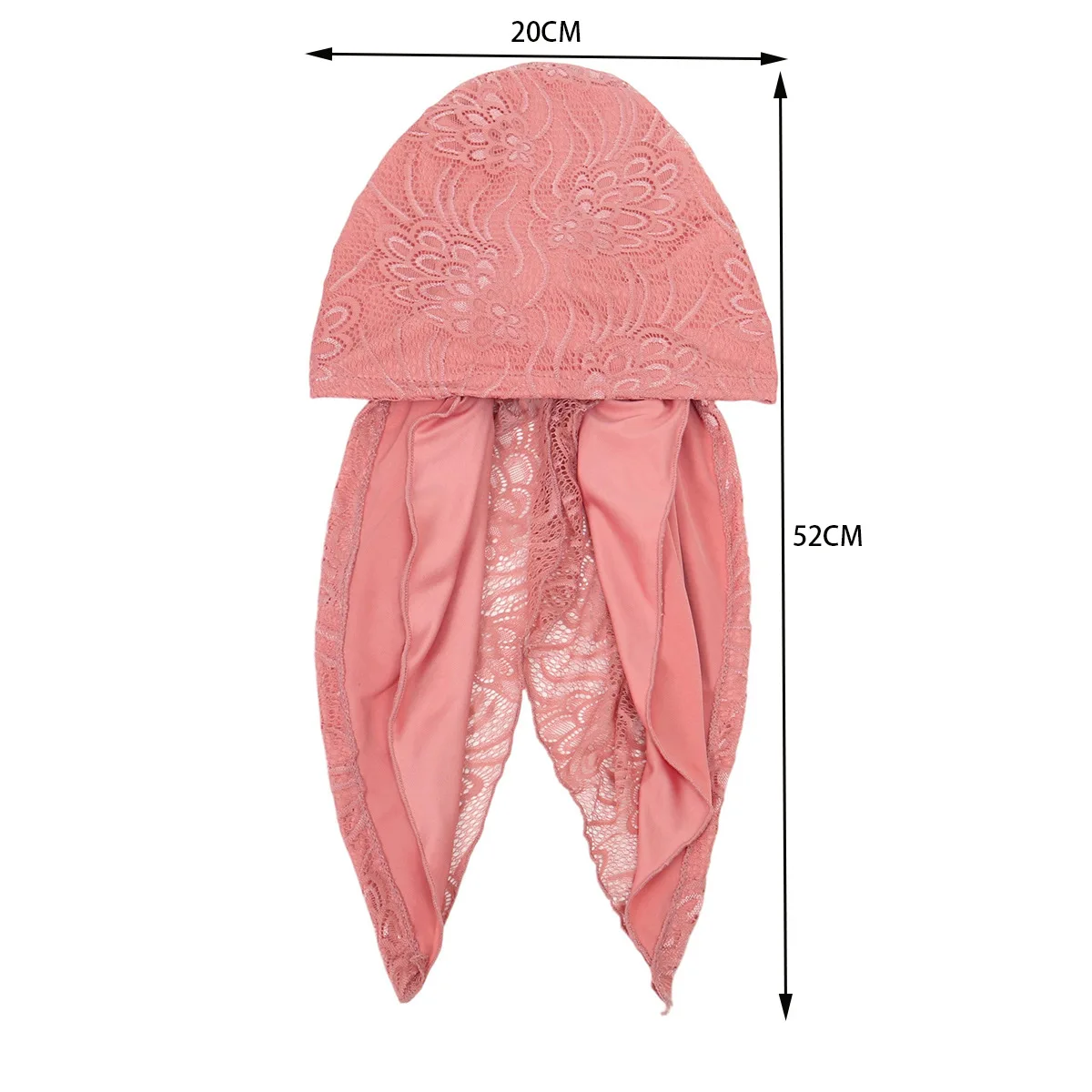 Double-Layer Laceผู้หญิงHijabนุ่มยืดหยุ่นจีบผ้าพันคอหมวกBreathableหมวกผมแฟชั่นTurban Bonnet