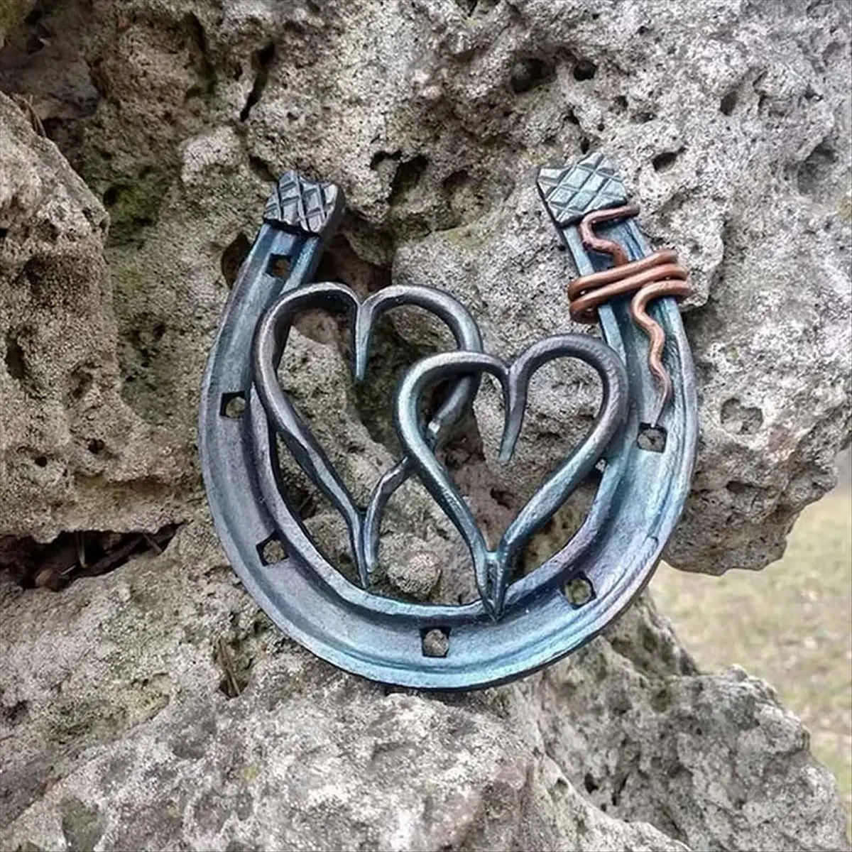 Handmade Horseshoe, Cast Horseshoe Wall Decor, Good Lucky Horseshoe, Hand Cast Horseshoe with Love Wall Decor A &LICG
