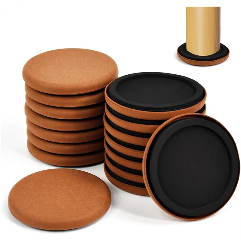 

A84E-Furniture Glides 16Pcs For Heavy Furniture Felt 89Mm Round Felt Glides For Heavy Furniture Felt& Eva Floor Protectors
