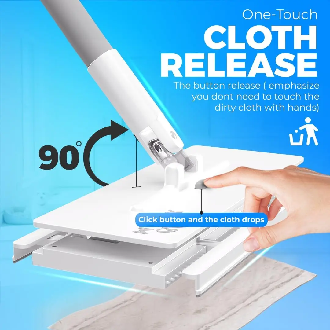 FlexiClamp Sweep & Mop Kit with 10 Dry Cloths, Durable Cleaning Tool for Hardwood, Tile, Marble & Laminate Floors, Home Kitchen