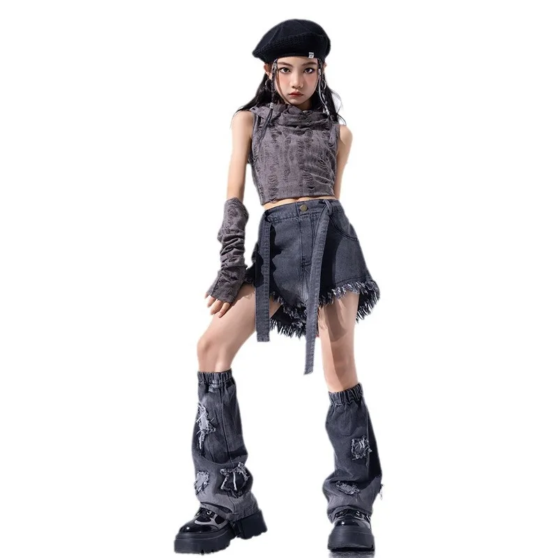 New Children Groups Jazz Dance Performance Outfits 4 To 16 Years Teenagers Girls Model Walkwear Hip-Hop Costumes Sets