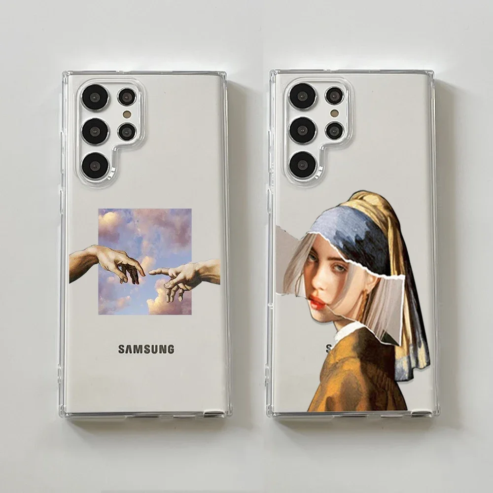 Great Art Aesthetic David Mona Lisa Case for Samsung S22 S21 S20 FE Ultra Clear Soft Cover for Samsung Galaxy S23 Plus Ultra Bag