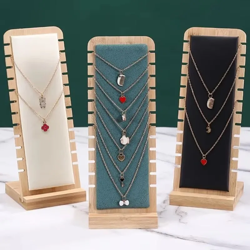 Vertical Bamboo Stand for Necklace Display, Perfect for Organizing Jewelry at Home or Storefront