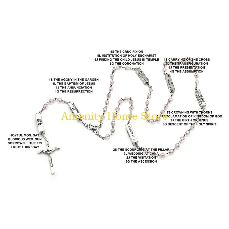 F26C Benedict Retro Rosary Catholic Necklace Mystery Cuboid Prayer Necklace