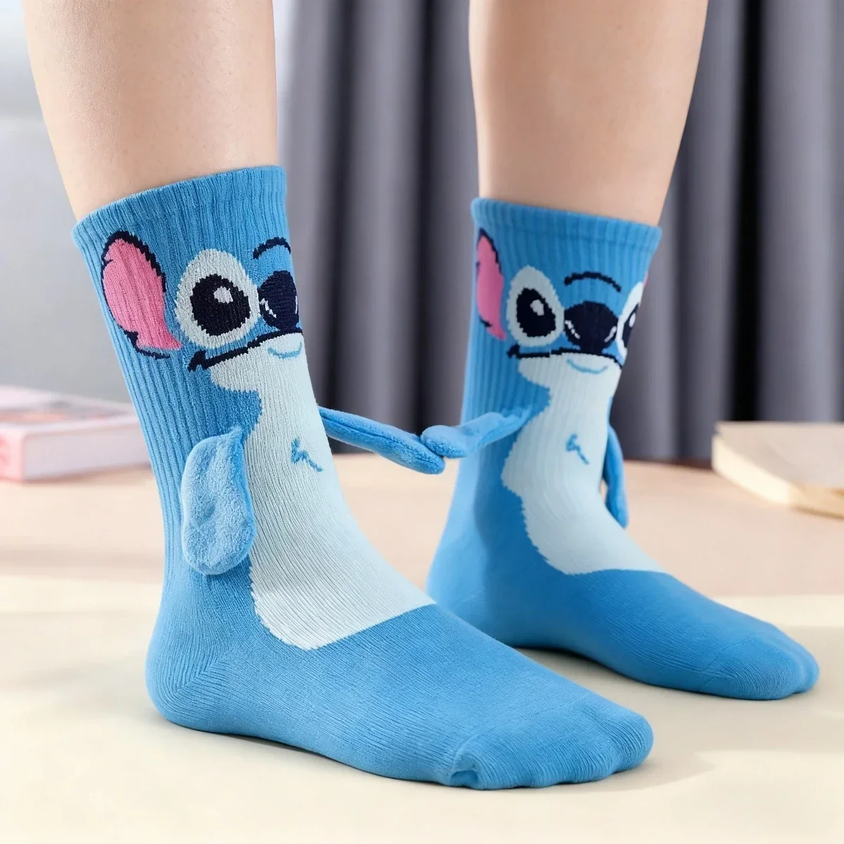 Disney 1-5 pçs ponto tripulação meias kawaii mistura de algodão macio para adultos crianças uso diário presente de aniversário de natal