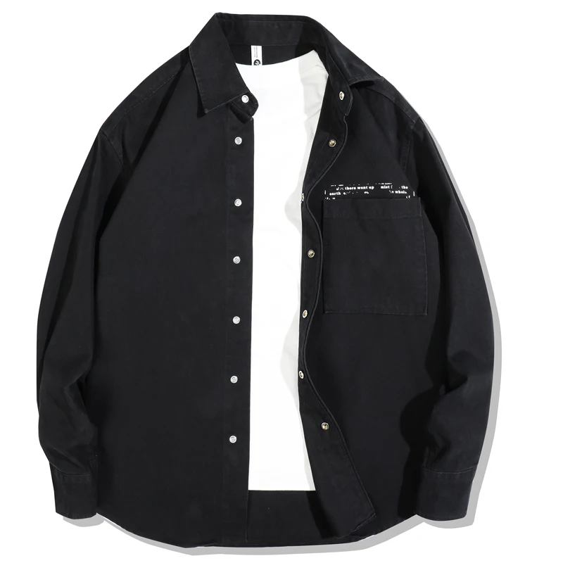 

230KG 100% Cotton Men's Vintage American Cotton Shirt Jacket - Oversized Long Sleeve Workwear Top Spring/Fall Patch Pockets