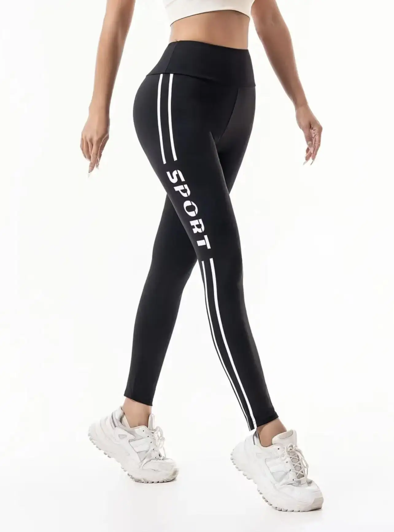 Printed High-Waisted Leggings Fitness Leggings Women's Sport White Letter Print Yoga Pants