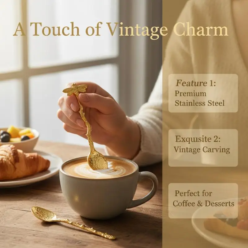 1Pcs Family Party Dessert Spoon Retro Royal Metal Coffee Flatware For Hotel Banquet Elegant TableHot