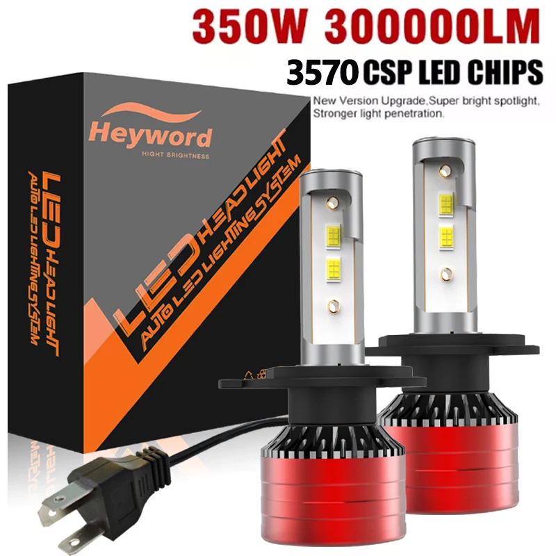 

Heyword 2Pcs Car Headlight H4 H7 LED H11 9005 9006 H1 Auto Bulbs 350W 300000LM Light Lamp 6000K 12V Led Headlight Bulbs
