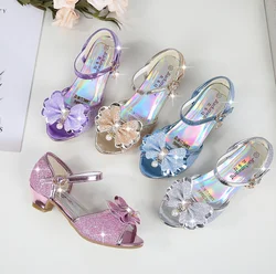 10 Colors Children Princess Sandals Kids Girls Wedding Shoes High Heels Dress Shoes Bowtie Gold Pink Blue Silver Shoes For Girls