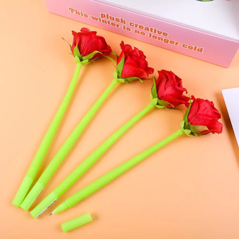 1 Pc Creative 0.5mm Artificial Rose Pens Quick-Drying Gel Ink Pens Fantastic Valentine's Day Gifts Stationery Award Gifts