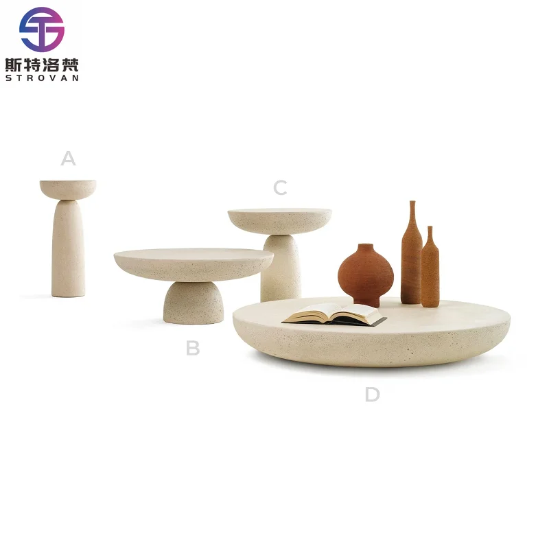 

Minimalist Design Round Shape Home Furniture Fiberglass Side Table Coffee Table for Living Room