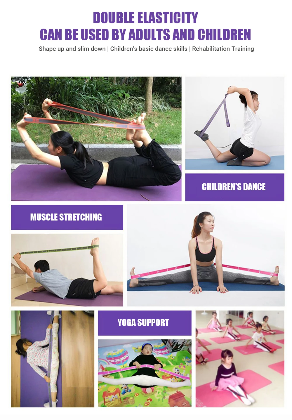 Yoga-Stretchgurt, Stretchband mit 8-Schlaufen, Yoga-Gurt, Schulterschoner für Anfänger für effektives Dehnen, Yoga-Training – Detail 11