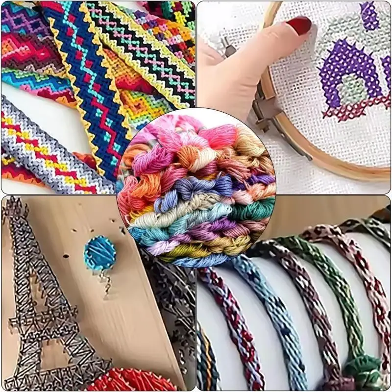 

R1WE Stable Crafting Essential Vibrant Polyester Embroidery Floss for Crosses Stitching Soft Sturdy Thread for Needlework