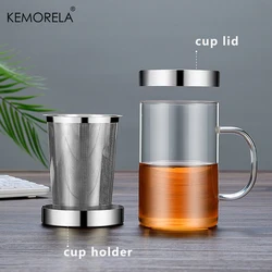 KEMORELA 500ml Glass Cup Tea Infuser Mug Borosilicate Glass Tea Mug With Stainless Steel Infuser Home Office Coffee Drinkware