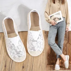 2024 Summer Breathable Women's Canvas Shoes Fashion Slip On Lazy Ladies Loafers Flats Shoes Women New Casual Women's Shoes