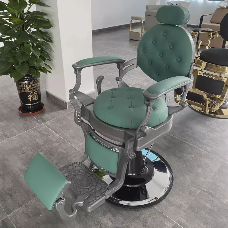 

Gold Barber Chair Height Adjustable Barber Chair Reclining Swivel Salon Hair De Escritorio Pies Cruzados Beauty Salon Furniture