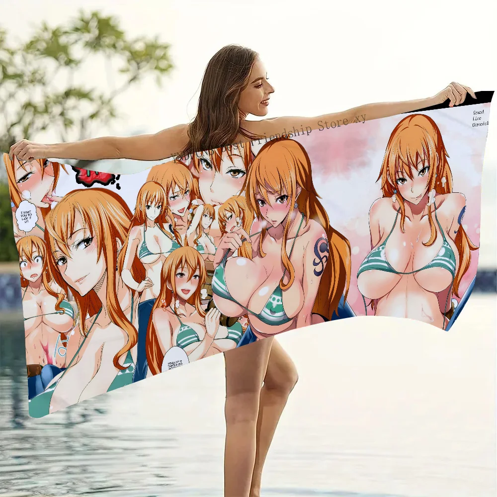 1PC Anime O-one P-piece Nami Towel Microfiber Beach Towel Quick Dry Kids Beach Blanket Soft Unisex Camping Pool Towel