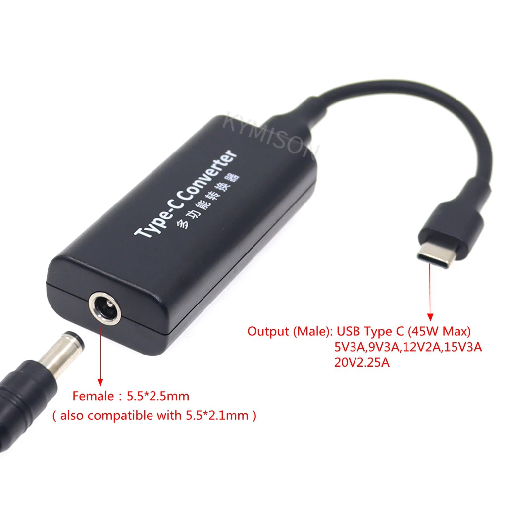 Laptop Power Jack Connector Dc Adapter Charger Converter for Lenovo Hp Asus 7.4*5.0 7.9*5.5mm Female to USB Type C Adaptor Male