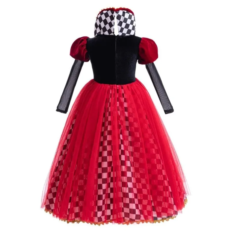 Halloween Cosplay Costume Anime Red Queen Witch Long Sleeves Dress Suits Carnival Theme Party Role Playing Outfits for Girls