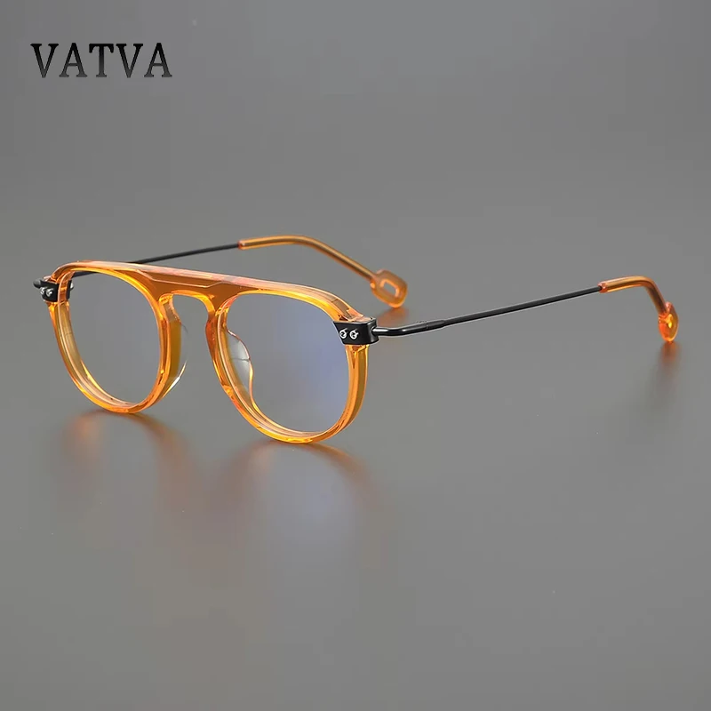 

High Quality Round Acetate Titanium Glasses Frame Fashion Design Men Women optical Myopia Presbyopia prescription eyewear