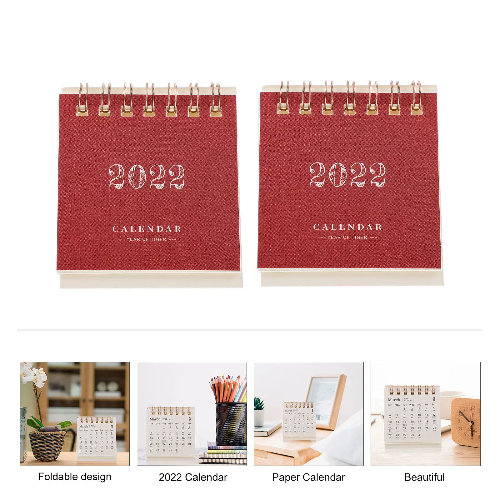 

5Pcs Desk Calendar 2022 Paper Schedule Planner Stylish Fresh Foldable Design Save Space Home Office Meeting Room Decoration