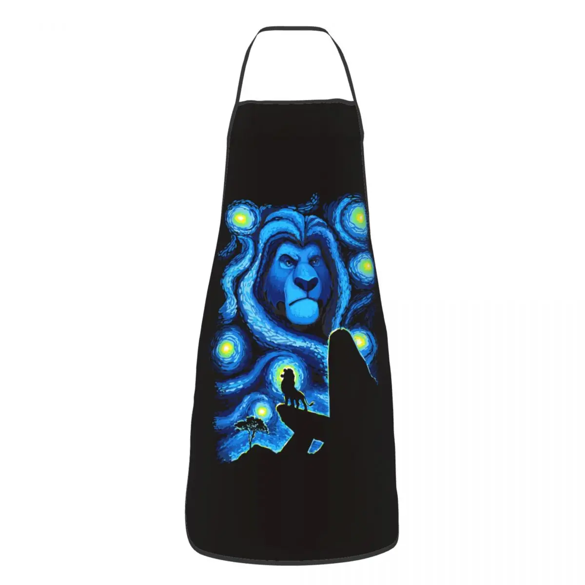 مخصص للجنسين الأسد الملك Mufasa ليلة مليئة بالنجوم فخر روك الشيف الطبخ الخبز المئزر الرجال النساء Tablier المطبخ للرسم