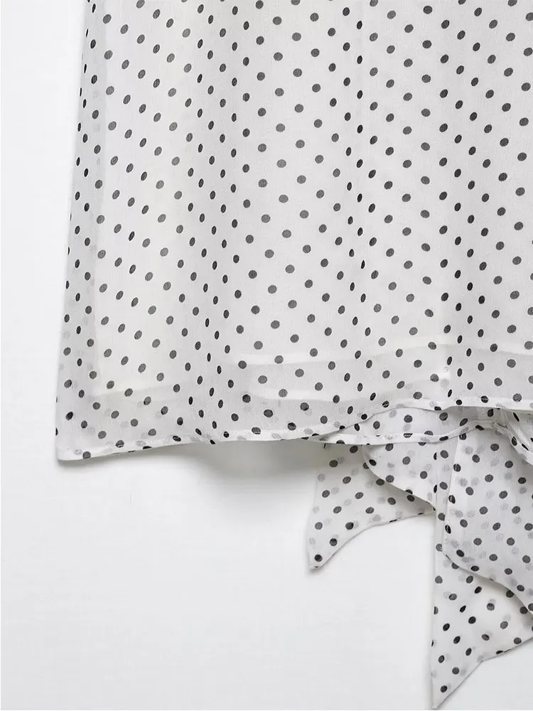 Top da donna casual chic gilet senza maniche con fiocco a pois nuova moda 2025 top larghi per le vacanze estive