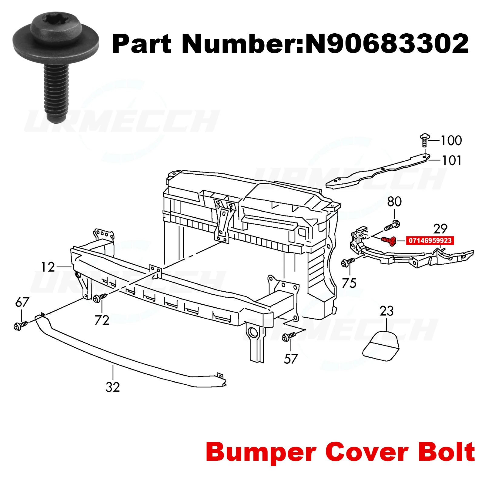 Tornillo de montaje para faro delantero, Perno N90683302 para Audi A4, S4, Q5, Q7, A6, A7, A5, A8, R8, Volkswagen VW, Passat B5, Golf 2010-2012,