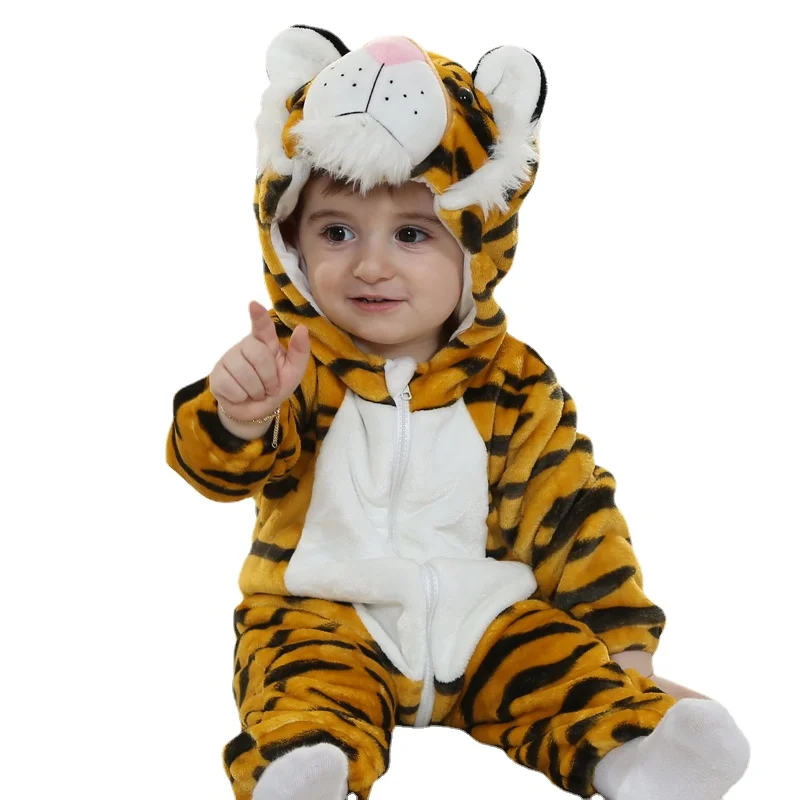 

Umorden Animal Tiger Romper Jumpsuit Costume Kigurumi Hoodie for Baby Infant Toddler Flannel Winter Halloween Birthday Purim